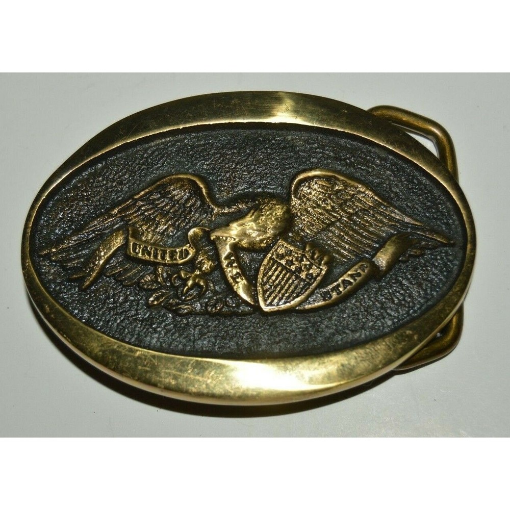 Vintage 1976 United We Stand High End Heritage Mint Eagle Patriotic Belt Buckle
